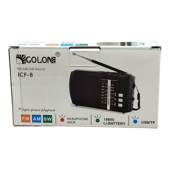Радиоприёмник FM USB MicroSD Golon ICF-8BT на аккумуляторе 18650 с Bluetooth Черный - фото 6 - id-p2169569887