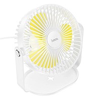 Вентилятор портативный настольный Hoco F14 multifunctional powerful desktop fan USB 5W поворотный с подсветкой