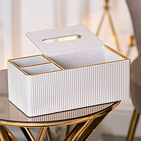 Коробка-органайзер для салфеток на стол на 3 отделения белая (27х14х10 см) Салфетницы для кафе и ресторанов
