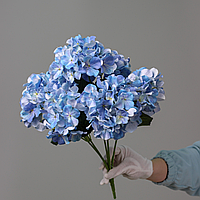 Искусственный букет гортензии, синего цвета, 44см. Цветы премиум-класса для интерьера, декора, фото
