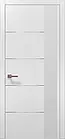 Міжкімнатні двері Папа Карло PL-11 Plato білий матовий скло біле молдинг алюміній сірий