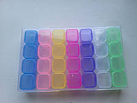 Органайзер для бисера, бусин, фурнитуры ( 28 ячеек) разноцветные (17,5х10,5х5,2см)