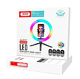 Кільцева світлодіодна LED-лампа XO BGD007/MJ2 RGB 26 см регульована лампа-кільце зі штативом і тримачем, фото 6