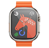Розумний смарт-годинник Smart Watch Hoco Y12 Ultra 49 mm електронний з магнітною зарядкою і мікрофоном сріблясті, фото 2