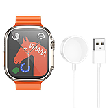 Розумний смарт-годинник Smart Watch Hoco Y12 Ultra 49 mm електронний з магнітною зарядкою і мікрофоном сріблясті, фото 4