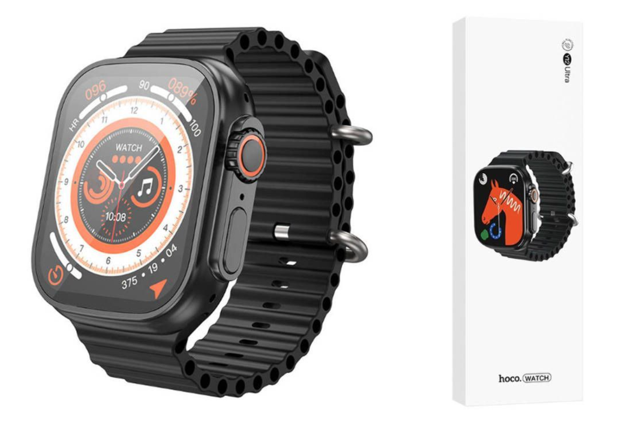 Розумний смарт-годинник Smart Watch Hoco Y12 Ultra 49mm електронний з магнітною зарядкою і мікрофоном чорний