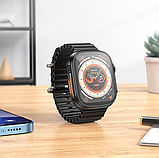 Розумний смарт-годинник Smart Watch Hoco Y12 Ultra 49mm електронний з магнітною зарядкою і мікрофоном чорний, фото 3