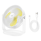 Вентилятор портативний настільний Hoco F14 multifunctional powerful desktop fan USB 5W поворотний з підсвіткою, фото 3