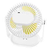 Вентилятор портативний настільний Hoco F14 multifunctional powerful desktop fan USB 5W поворотний з підсвіткою, фото 4