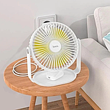 Вентилятор портативний настільний Hoco F14 multifunctional powerful desktop fan USB 5W поворотний з підсвіткою, фото 7