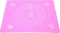 Силиконовый антипригарный коврик для выпечки и раскатки теста 50x40 см Розовый (n-657) VK, код: 1918230