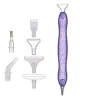 Стилус для алмазной мозаики 6 насадок та 1 металическая насадка с блестками