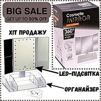 Дзеркало з led підсвіткою потрійне Дзеркало косметичне настільне Дзеркала сенсорні косметичне