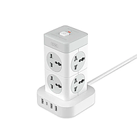 Сетевой удлинитель переходник XO WL21 (EU) 8 розеток 3USB 1Type-C 10А, 250V 2м