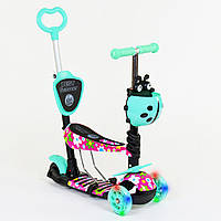 Самокат Best Scooter PU светящиеся колеса 5 в 1 Flowers 54 х 14 см Разноцветный (84219) KC, код: 7620251