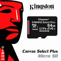 Kingston microSDHC 64GB Canvas Select Plus Class 10 UHS-I U1 V10 A1 (SDCS2/64GB)