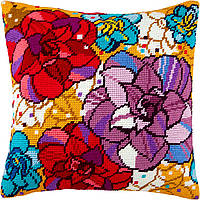 Набір для вишивання декоративної подушки Чарівниця Конфеті з квітів 40×40 см V-150 PZ, код: 7243104