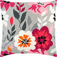 Набір для вишивання декоративної подушки Чарівниця Рожеві квіти 40×40 см V-261 PZ, код: 7243213