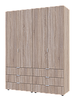 Розпашна шафа для одягу Гелар комплект Doros Сонома 2+2 двері ДСП 155х49,5х203,4 (42002123) KC, код: 8037460