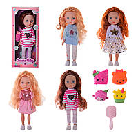 Кукла A713 (48шт/2) 4 вида, расческа,игрушка,в кор. 15*8*34.5 см, р-р игрушки 32 см