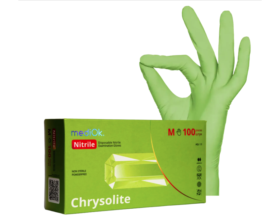 Рукавички нітрилові MediOk by AMPri CHRYSOLITE (100 шт./50 пар), S