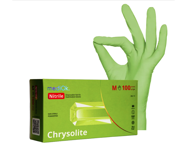 Рукавички нітрилові MediOk by AMPri CHRYSOLITE (100 шт./50 пар), S, фото 1