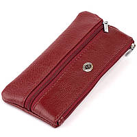 Ключница-кошелек с кармашком женская ST Leather 19352 Бордовая 15,5х7х0,5 см PR, код: 6756720
