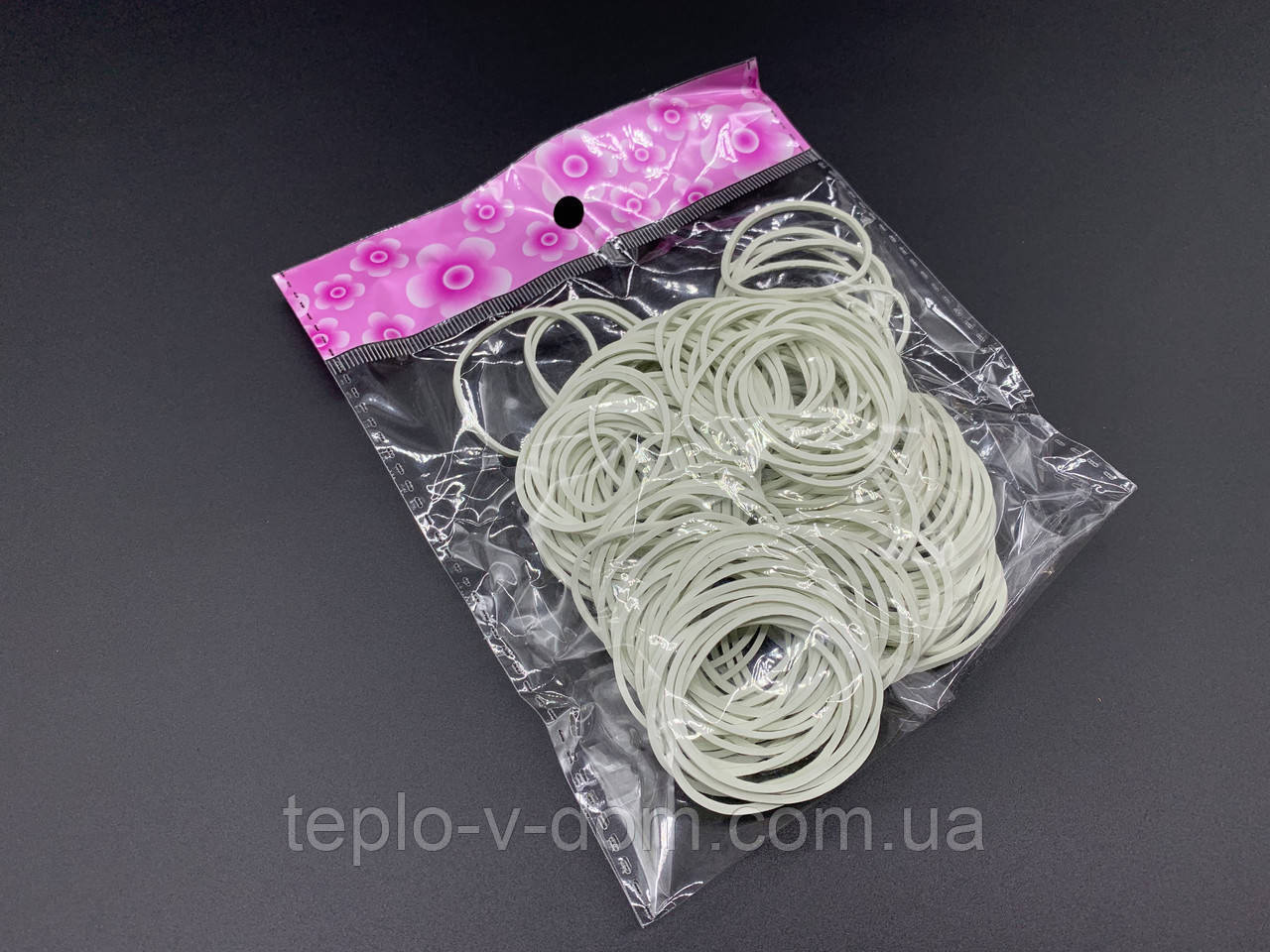 Гумки для банкнот канцелярські силіконові 32 мм білі 50 грам в пакеті