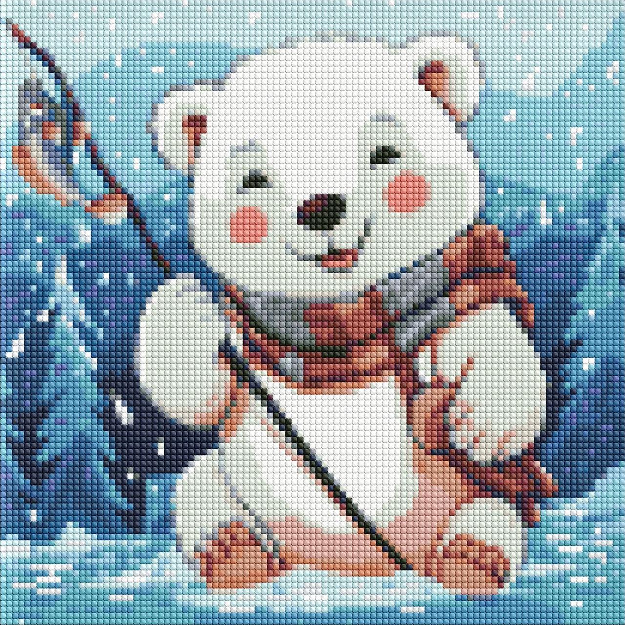 Алмазна мозаїка 12+ без підрамника "Зимова рибалка" з АВ стразами 30х30см, слюда, ТМ Ідейка, Україна, фото 1