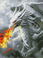 Алмазная мозаика без подрамника "Огнедышащий дракон" с АВ стразами 30х40см, слюда, ТМ Идейка, Украина