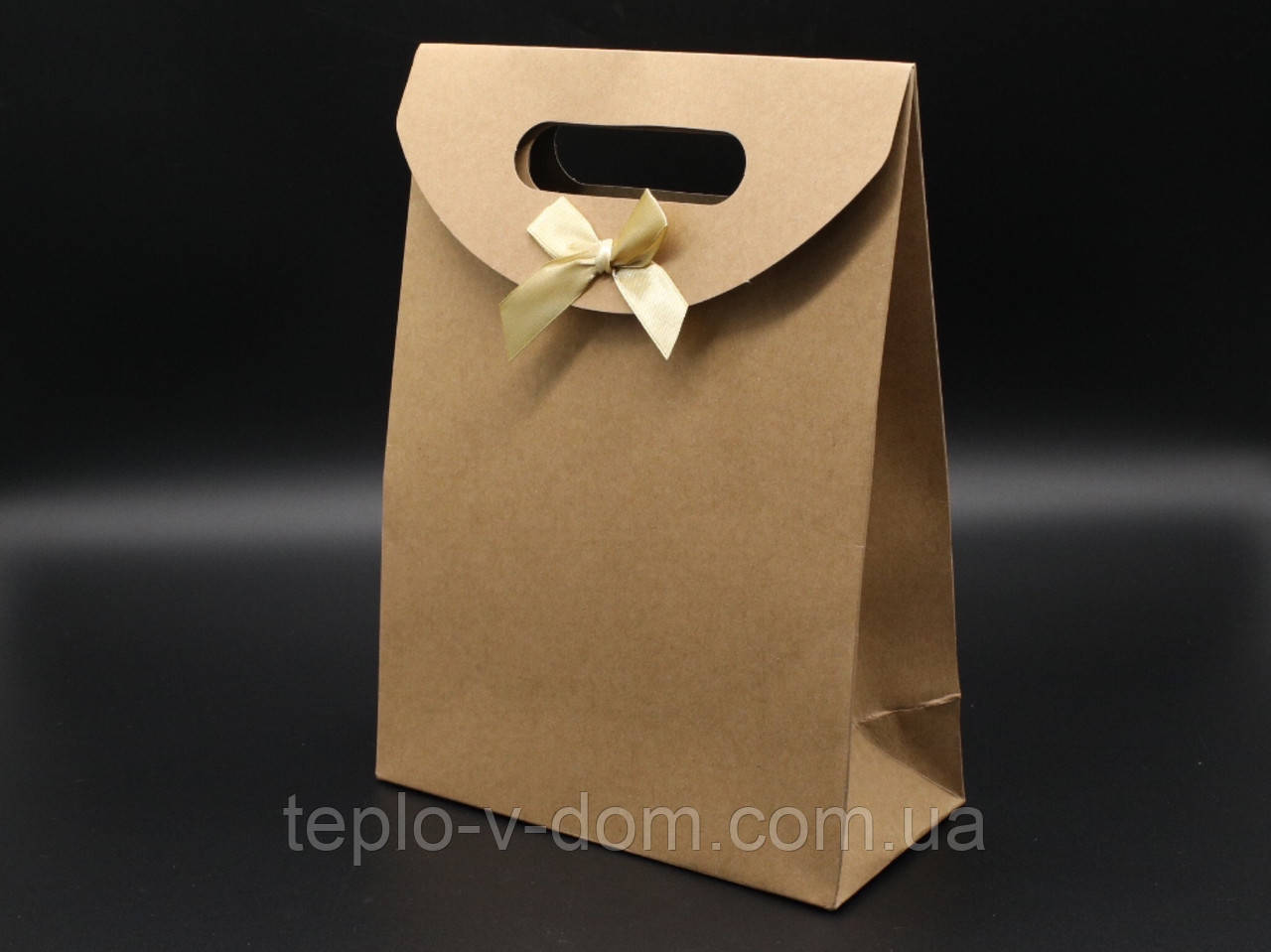 Збірні картонні пакети для подарунків. Колір крафтовий. 26х19х9см, фото 1