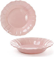 Набор Bona 6 глубоких тарелок Leeds Ceramics SUN диаметр 23см каменная керамика Розовые DP401 KC, код: 7426273