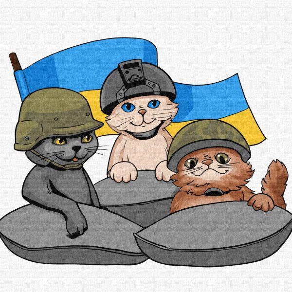 Картина за номерами "Пухнаста оборона" 30х30см, в термопакеті, ТМ Ідейка, Україна