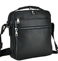 Шкіряна чорна чоловіча сумка на плече Tiding Bag MN-284334