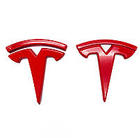 Накладки на эмблеми Tesla Model S 2016-2020 перед і зад Красний
