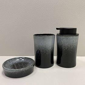 Набір для ванної кімнати (3 предмети) THREE дозатор для мила, склянка для зубних щіток та мильниця S&T 899-3