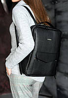 Кожаный женский городской рюкзак на молнии Cooper черный BlankNote IN, код: 8132109