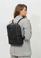 Кожаный женский городской рюкзак на молнии Cooper черный флотар BlankNote IN, код: 8132228