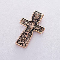 Православный золотой крест Распятие Христово. Святой Николай п03315 Оникс PZ, код: 6732588