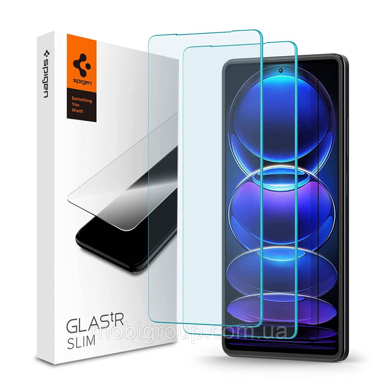 Захисне скло Spigen для Redmi Note 12 Pro +/12 Pro - Slim Glas.TR (2 шт), Clear (AGL06045)