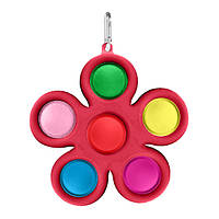Іграшка-антистрес Simple Dimple Червона Квітка з карабіном 6 бульбашок IN, код: 6544020