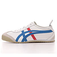 Чоловічі кросівки Asics Onitsuka Tiger Mexico 66 White Blue Red DL408-0146, білі шкіряні кросівки асікс оніцука мексика