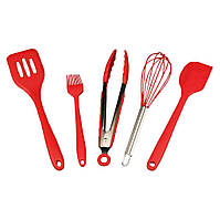 Набор кухонных принадлежностей силиконовый 5 предметов красный A-PLUS 1962 PZ, код: 8179234