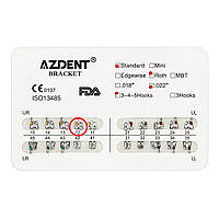 Брекет №12 Upper Right для системы 2х4, Standart, Roth 0.22", 10шт. Azdent