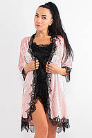 Комплект Камилла халат + пижама Ghazel 17111-123 Розовый халат Черный комплект 44 PZ, код: 7357899