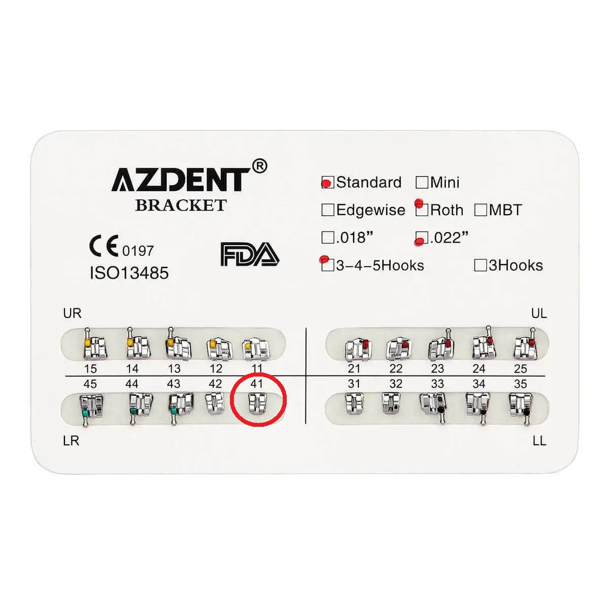 Брекет №41 Low Right для системи 2х4, Standart, Roth 0.22", 10 шт., Azdent