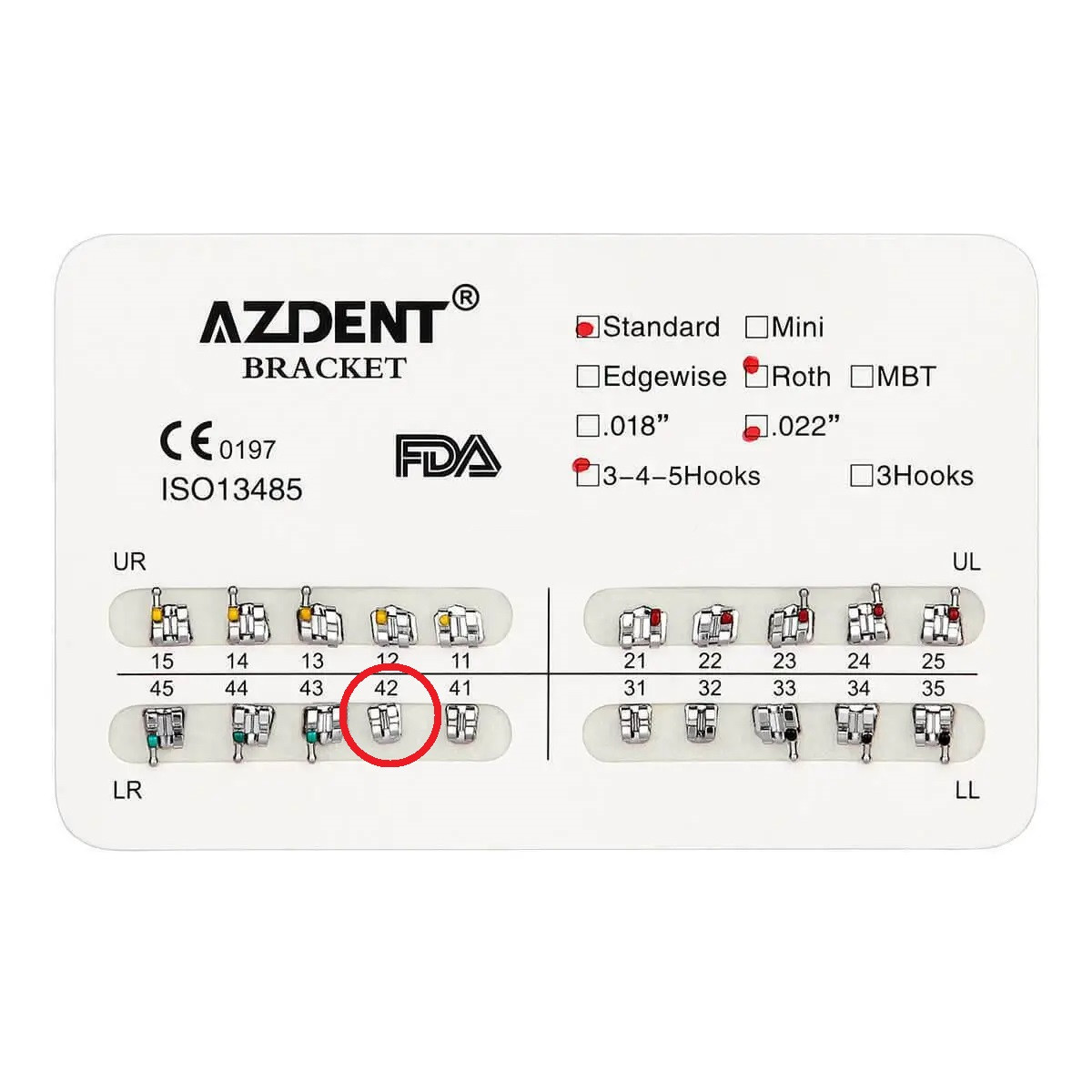 Брекет №42 Low Right для системи 2х4, Standart, Roth 0.22", 10 шт., Azdent