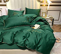 Комплект постельного белья сатин Crown Lux двуспальный темно-зеленый (445443) KC, код: 8260323