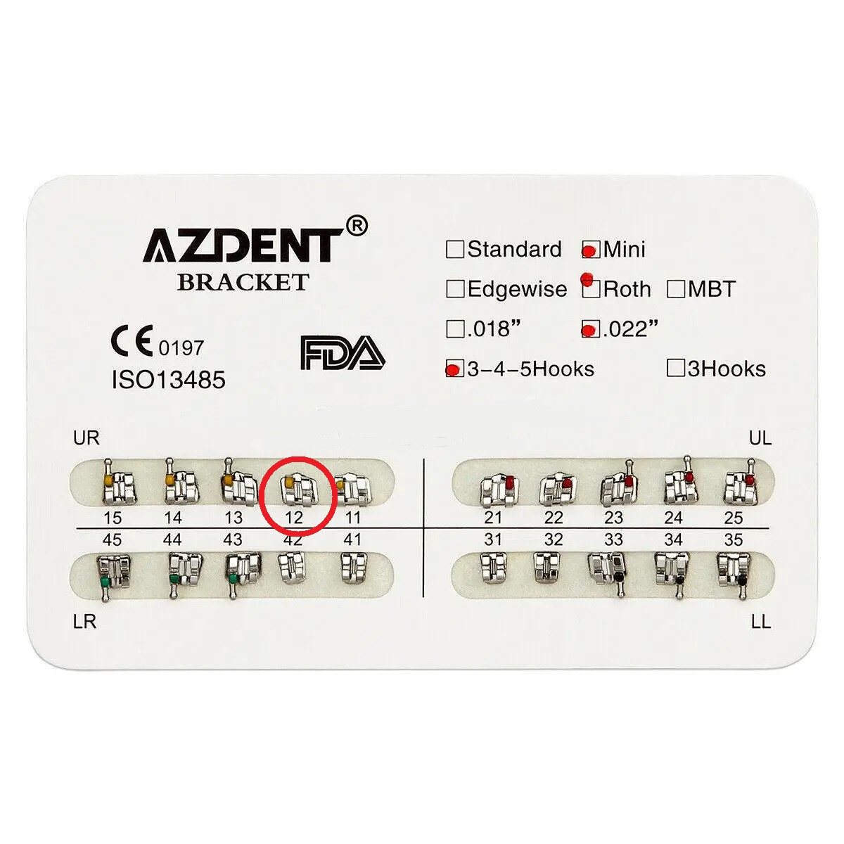 Брекет №12 Upper Right для системи 2х4, Mini, Roth 0.22", 10 шт., Azdent