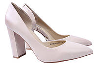 Туфлі жіночі з натуральної шкіри на великому каблуці Пудрові Anemone 47-8 22DT 39 IN, код: 7466655